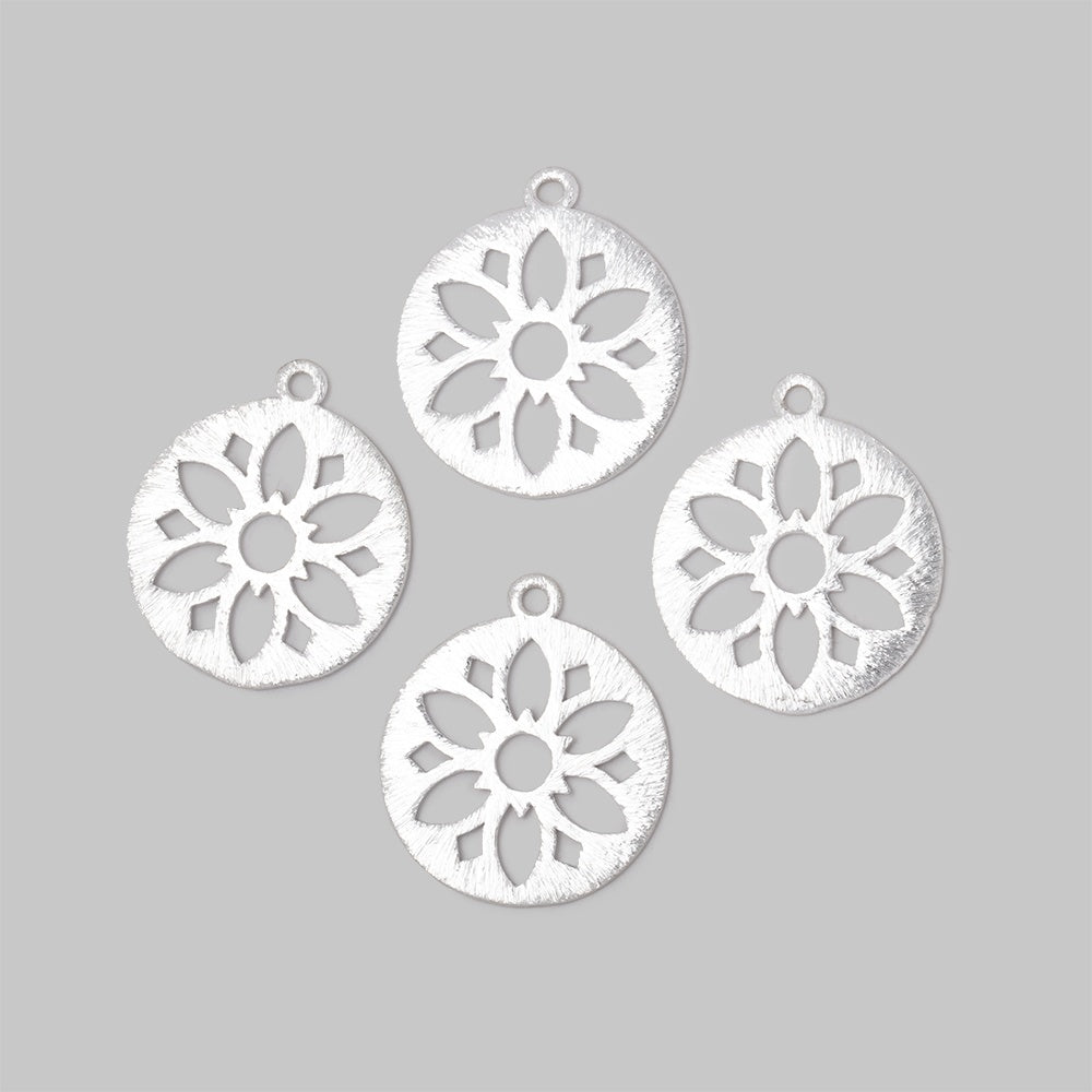 21mm Brushed Filigree Coin Charm Set of 4 pieces