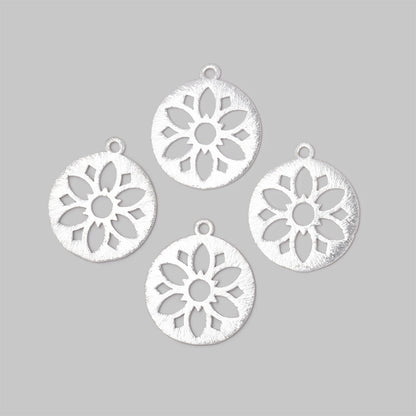 21mm Brushed Filigree Coin Charm Set of 4 pieces