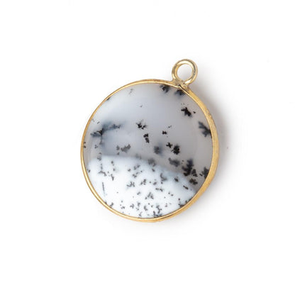 21mm Vermeil Bezel Dendritic Opal Plain Coin Pendant 1 piece