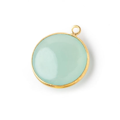 21mm Vermeil Bezel Seafoam Chalcedony Plain Coin Pendant 1 piece
