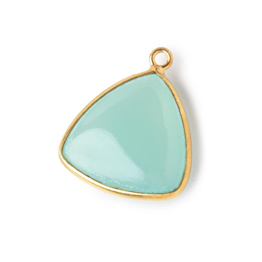 21mm Vermeil Bezel Seafoam Chalcedony Plain Triangle Pendant 1 piece