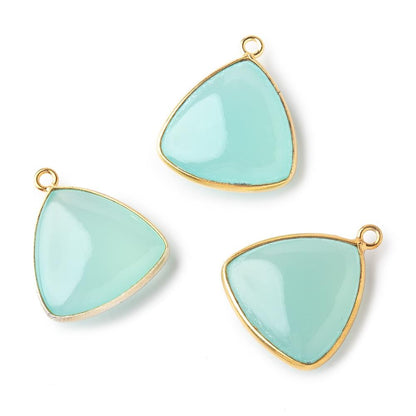 21mm Vermeil Bezel Seafoam Chalcedony Plain Triangle Pendant 1 piece