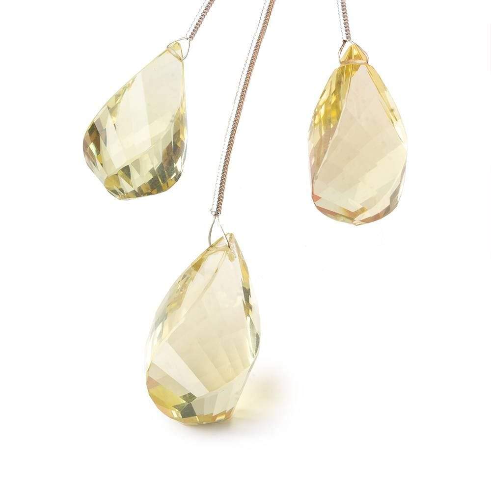 21x10-25x12mm Lemon Quartz Faceted Twist Focal Beads Set of 3 AA