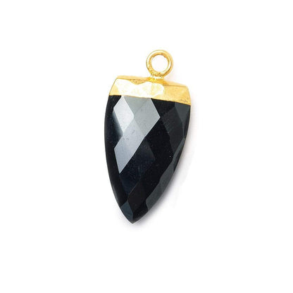 21x10mm Gold Leafed Black Chalcedony faceted Point Pendant 1 piece