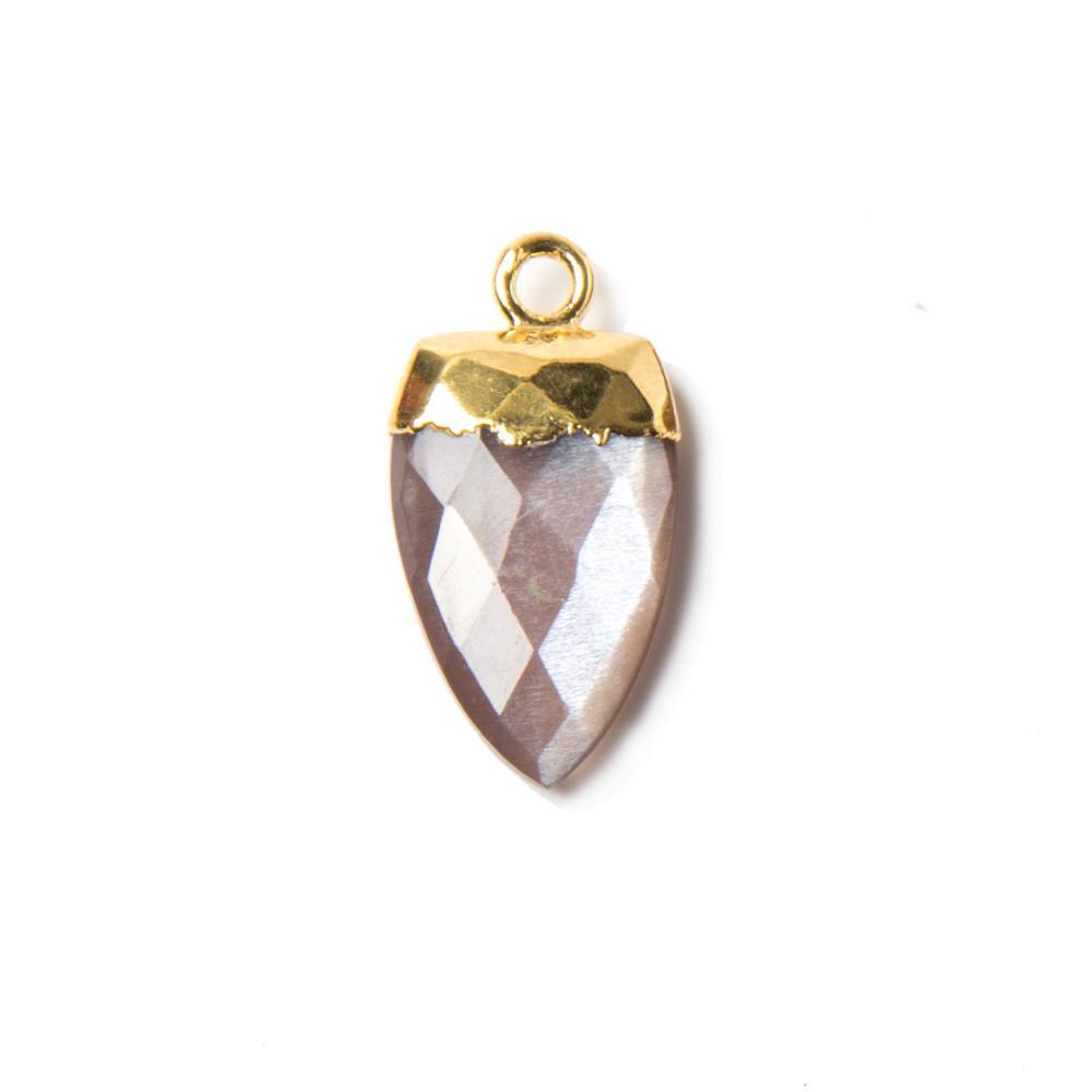 21x10mm Gold Leafed Chocolate Brown Moonstone Point Pendant 1 piece