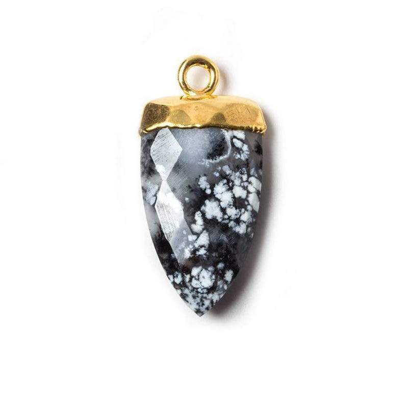 21x10mm Gold Leafed Dendritic Opal faceted Point Pendant 1 Piece