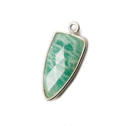 21x10mm Silver .925 Bezel Amazonite Point Pendant 1 piece