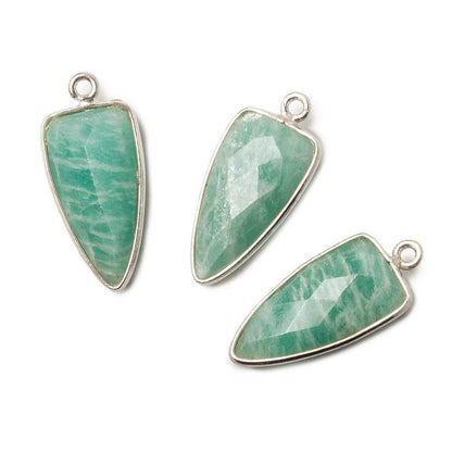 21x10mm Silver .925 Bezel Amazonite Point Pendant 1 piece