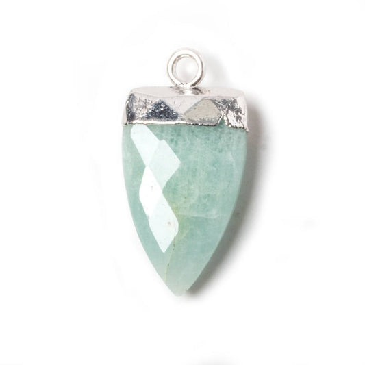 21x10mm Silver Leafed Amazonite faceted Point Pendant 1 piece