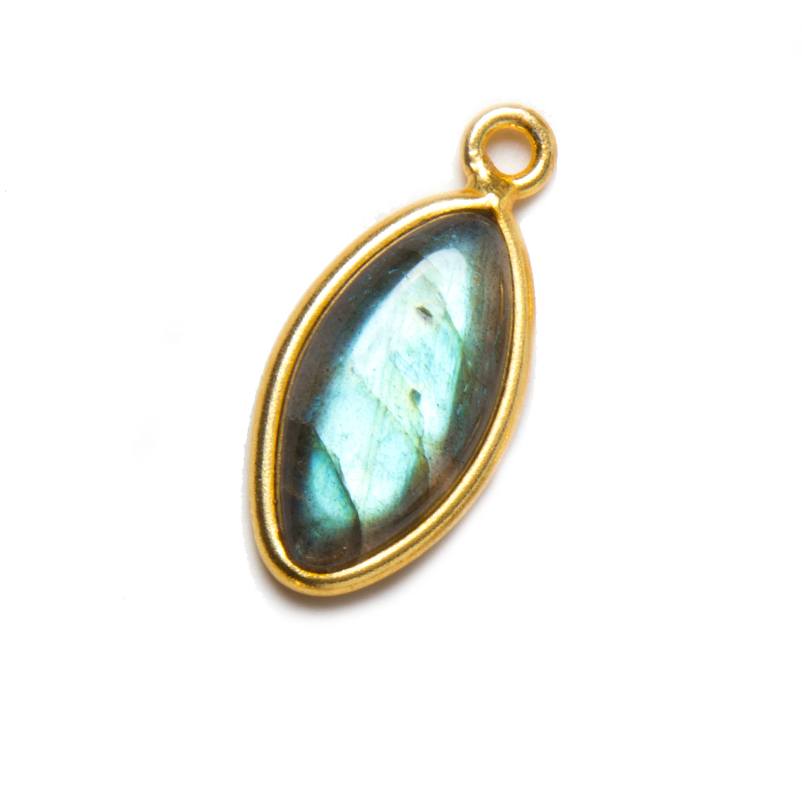 17x10mm Vermeil Bezel Labradorite Marquise Cabochon Pendant 1 piece