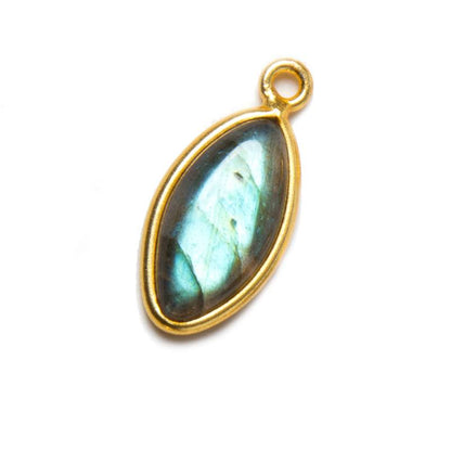 17x10mm Vermeil Bezel Labradorite Marquise Cabochon Pendant 1 piece