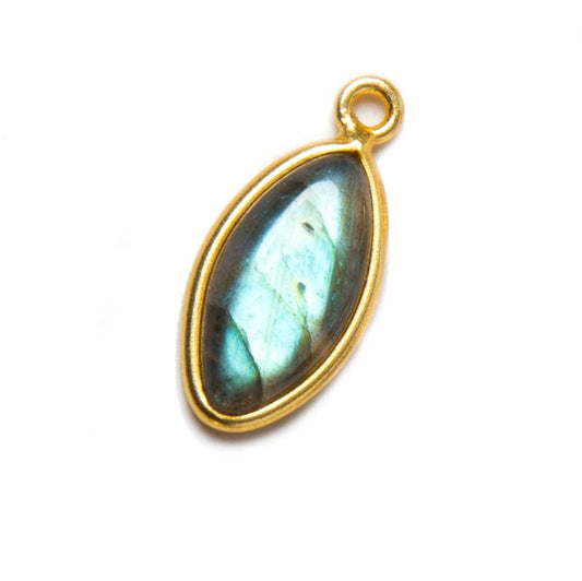 17x10mm Vermeil Bezel Labradorite Marquise Cabochon Pendant 1 piece