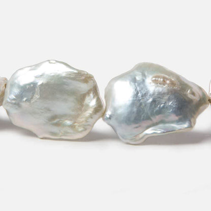 21x10x23-23x11x30mm Silver White Souffle Freshwater Pearls 16 inch 15 pieces