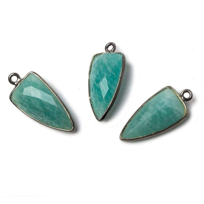 21x11mm Black Gold Bezel Amazonite faceted point 1 focal bead