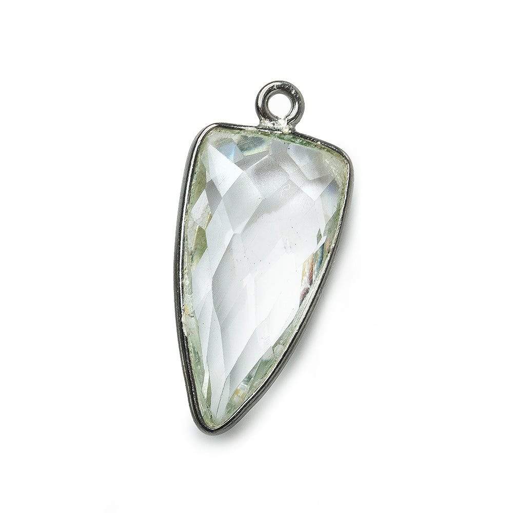 21x11mm Black Gold Bezel Crystal Quartz faceted point 1 focal bead