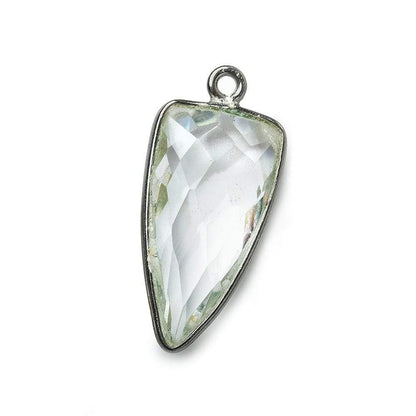 21x11mm Black Gold Bezel Crystal Quartz faceted point 1 focal bead