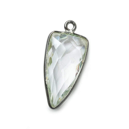 21x11mm Black Gold Bezel Crystal Quartz faceted point 1 focal bead