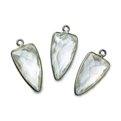 21x11mm Black Gold Bezel Crystal Quartz faceted point 1 focal bead