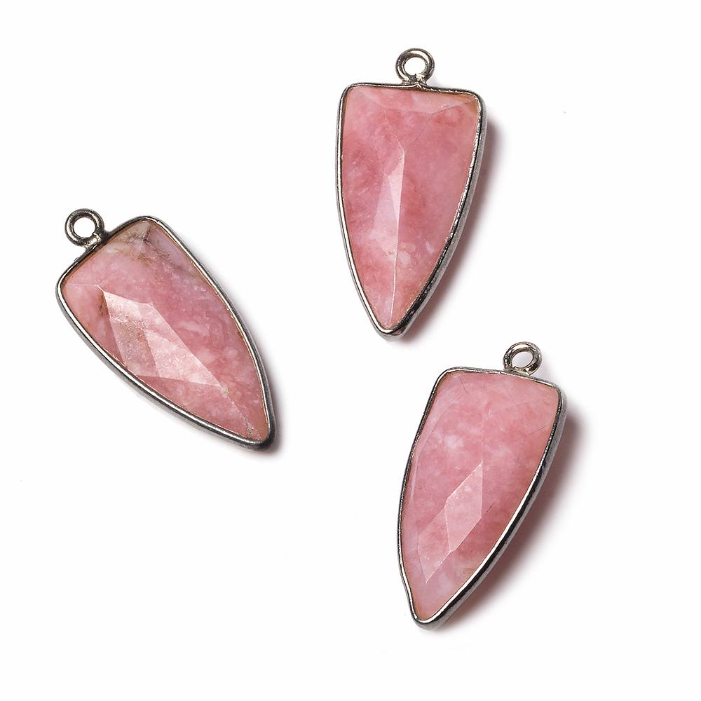 21x11mm Black Gold Bezel Pink Peruvian Opal faceted point 1 focal bead