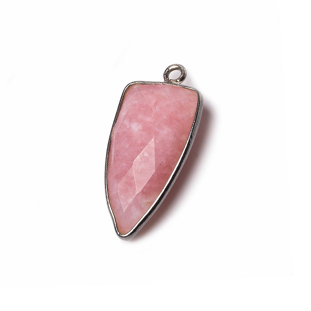 21x11mm Black Gold Bezel Pink Peruvian Opal faceted point 1 focal bead