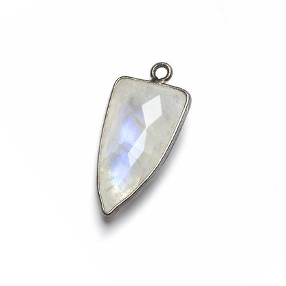 21x11mm Black Gold Bezel Rainbow Moonstone faceted point 1 focal bead