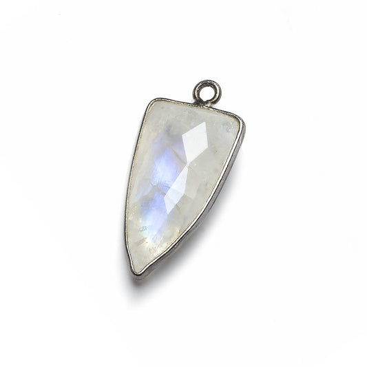 21x11mm Black Gold Bezel Rainbow Moonstone faceted point 1 focal bead