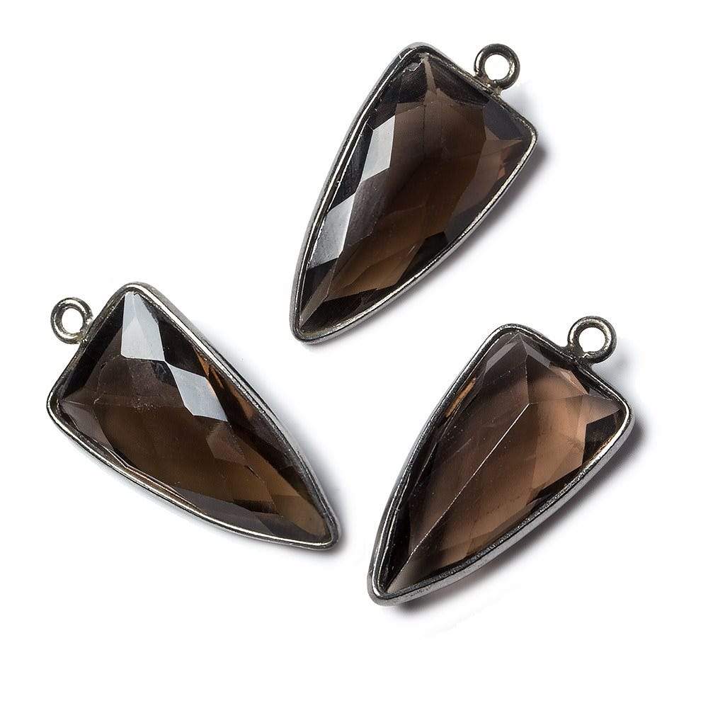 21x11mm Black Gold Bezel Smoky Quartz faceted point 1 focal bead