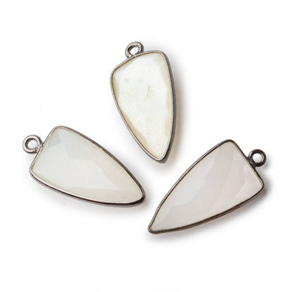 21x11mm Black Gold Bezel White Moonstone faceted point 1 focal bead