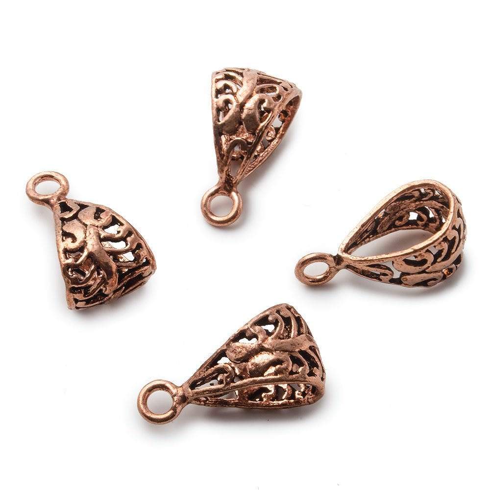 21x11mm Copper Bail with Vine Pattern Set of 4
