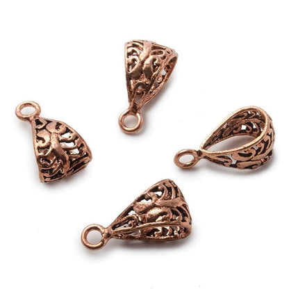 21x11mm Copper Bail with Vine Pattern Set of 4