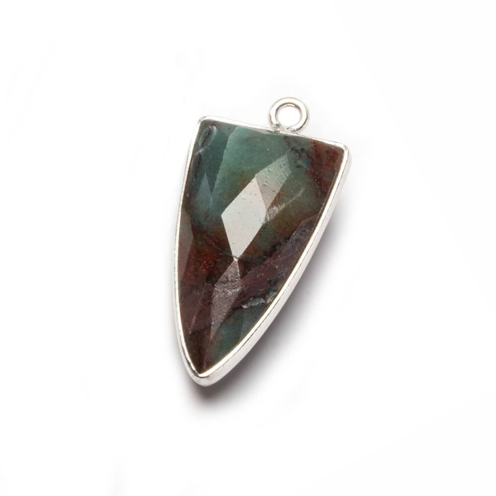 21x11mm Silver Bezel Chrysocolla faceted point 1 focal bead
