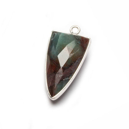 21x11mm Silver Bezel Chrysocolla faceted point 1 focal bead