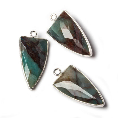 21x11mm Silver Bezel Chrysocolla faceted point 1 focal bead