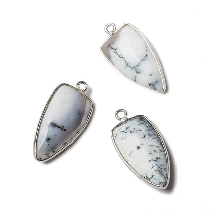 21x11mm Silver Bezel Dendritic Opal faceted point 1 focal bead