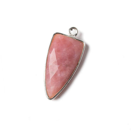 21x11mm Silver Bezel Pink Peruvian Opal faceted point 1 focal bead