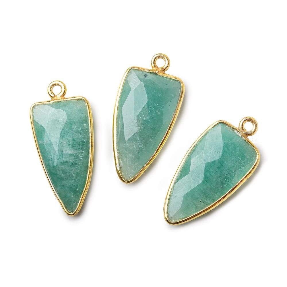 21x11mm Vermeil Bezel Amazonite faceted point 1 focal bead