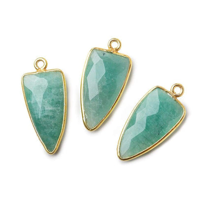 21x11mm Vermeil Bezel Amazonite faceted point 1 focal bead