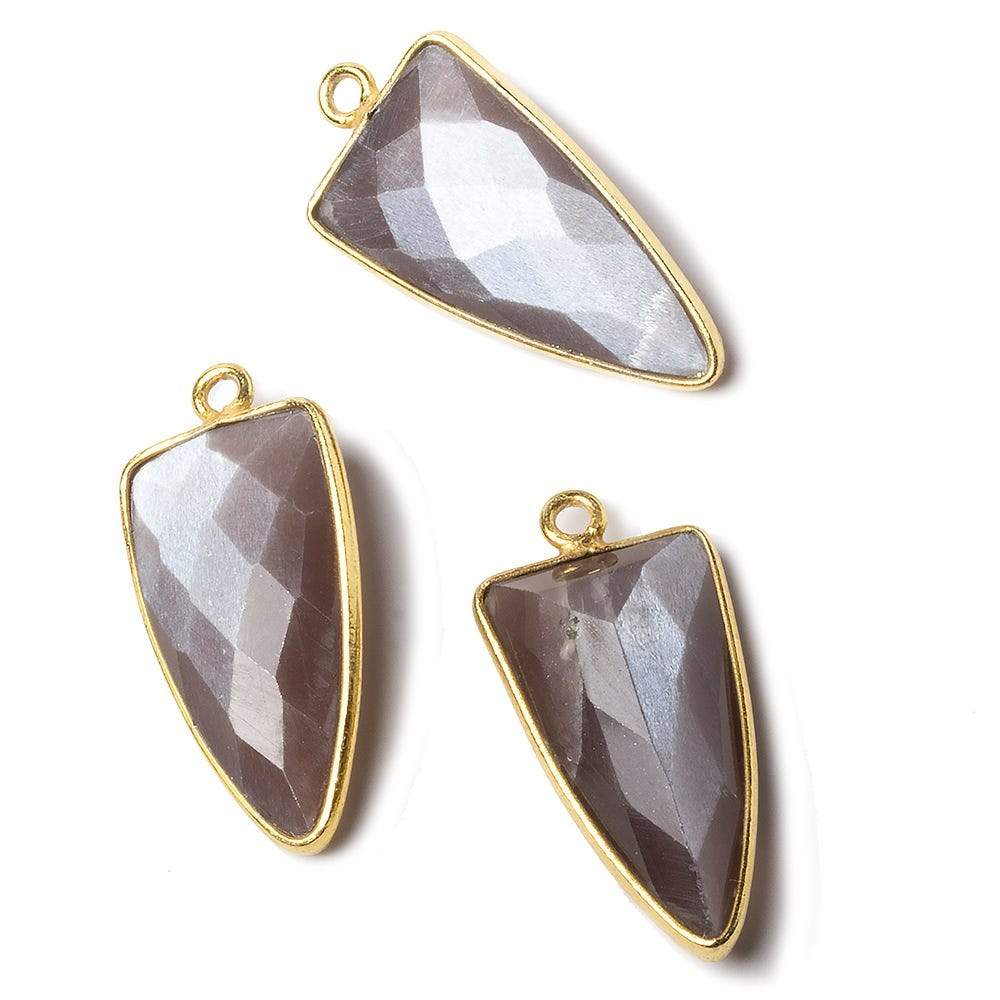 21x11mm Vermeil Bezel Chocolate Moonstone faceted point 1 focal bead