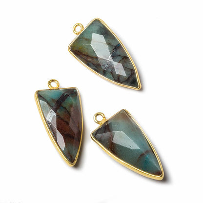 21x11mm Vermeil Bezel Chrysocolla faceted point 1 focal bead