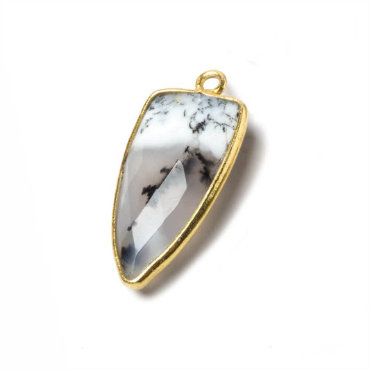 21x11mm Vermeil Bezel Dendritic Opal faceted point 1 focal bead