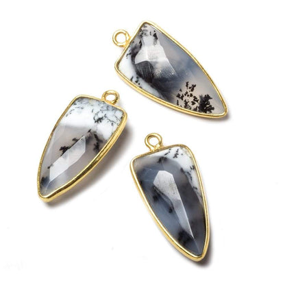 21x11mm Vermeil Bezel Dendritic Opal faceted point 1 focal bead