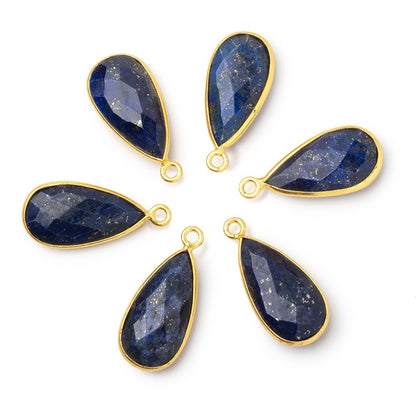 21x11mm Vermeil Bezel Lapis Lazuli Faceted Pear Pendant 1 piece