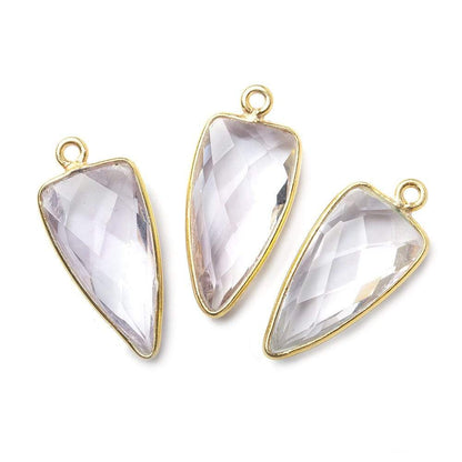 21x11mm Vermeil Bezel Pink Amethyst faceted point 1 focal bead