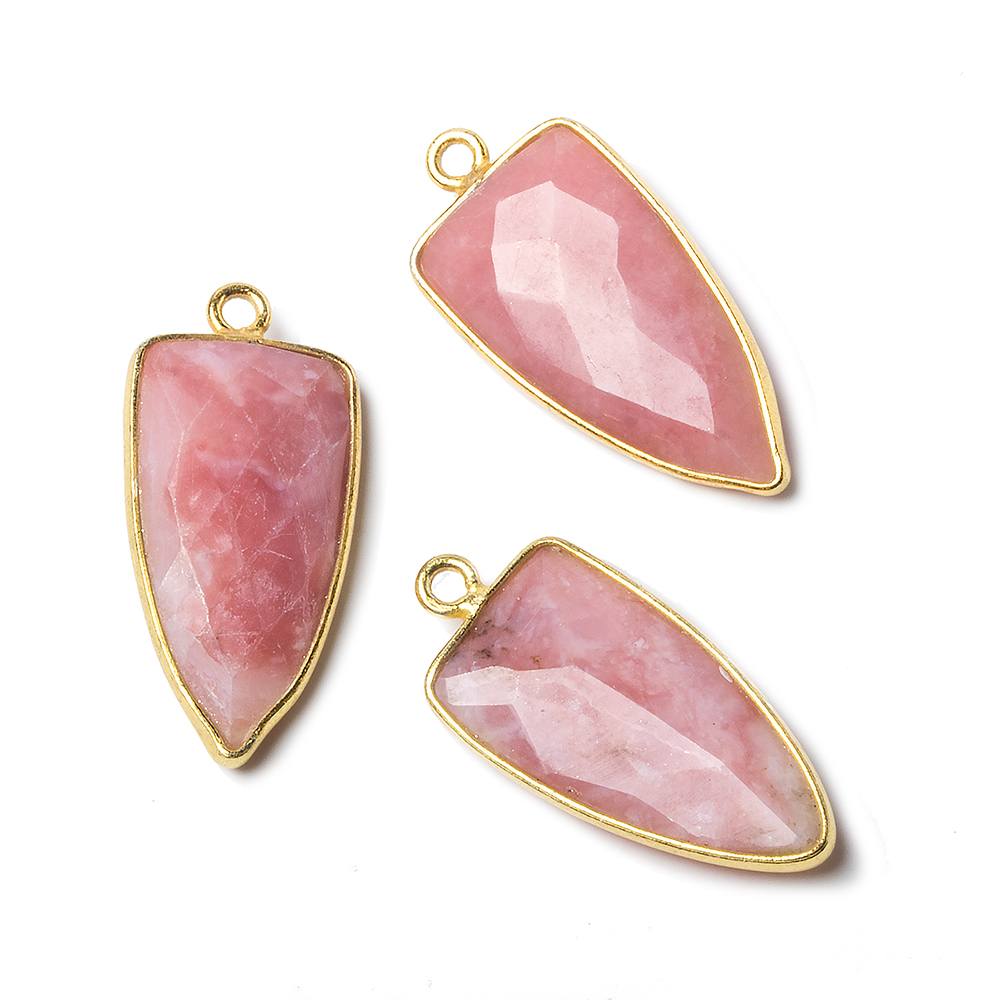 21x11mm Vermeil Bezel Pink Peruvian Opal faceted point 1 focal bead