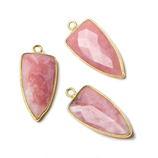 21x11mm Vermeil Bezel Pink Peruvian Opal faceted point 1 focal bead