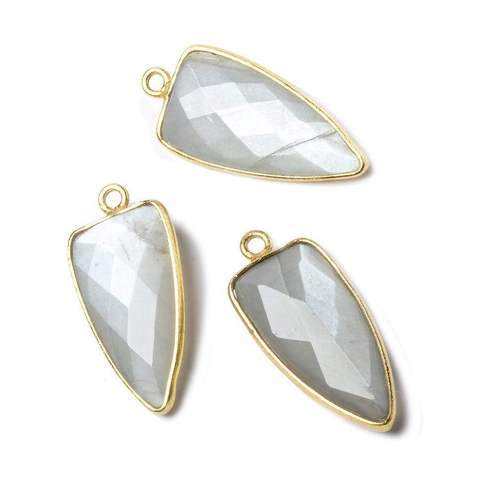 21x11mm Vermeil Bezel Platinum Grey Moonstone faceted point 1 focal bead