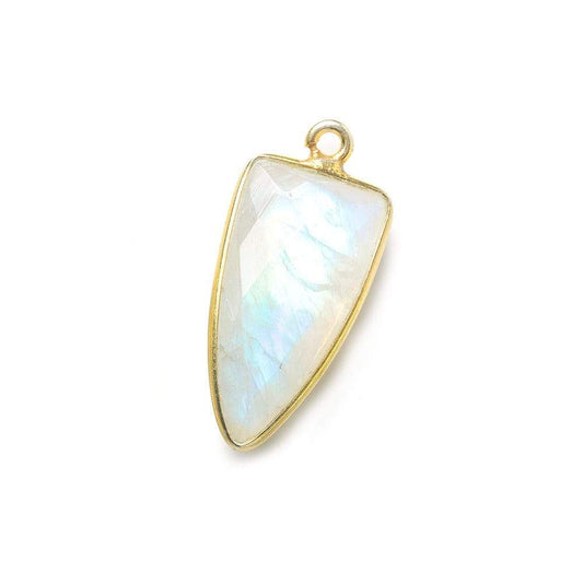 21x11mm Vermeil Bezel Rainbow Moonstone faceted point 1 focal bead