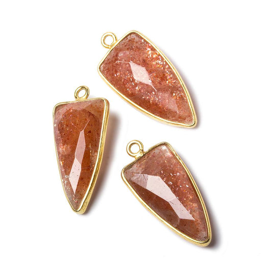 21x11mm Vermeil Bezel Sunstone faceted point 1 focal bead