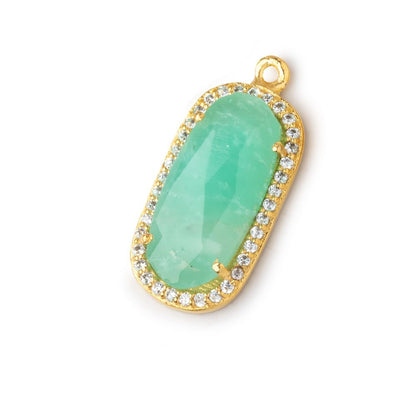 21x11mm Vermeil CZ Bezel Chrysoprase Oval Pendant 1 Focal Bead