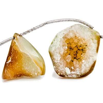 21x12-28x23mm Sandy Blonde Agate Drusy Freeform Beads 11 pieces